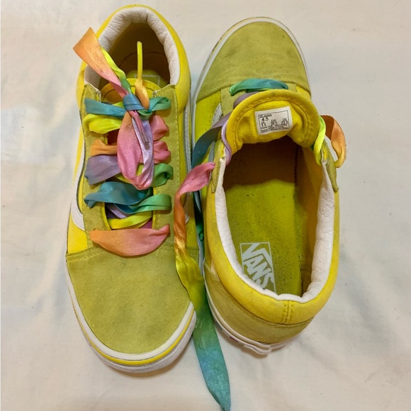 Vans Old Skool Checkerboard Rainbow Lace Sz 4.5 Juniors - Picture 9 of 13